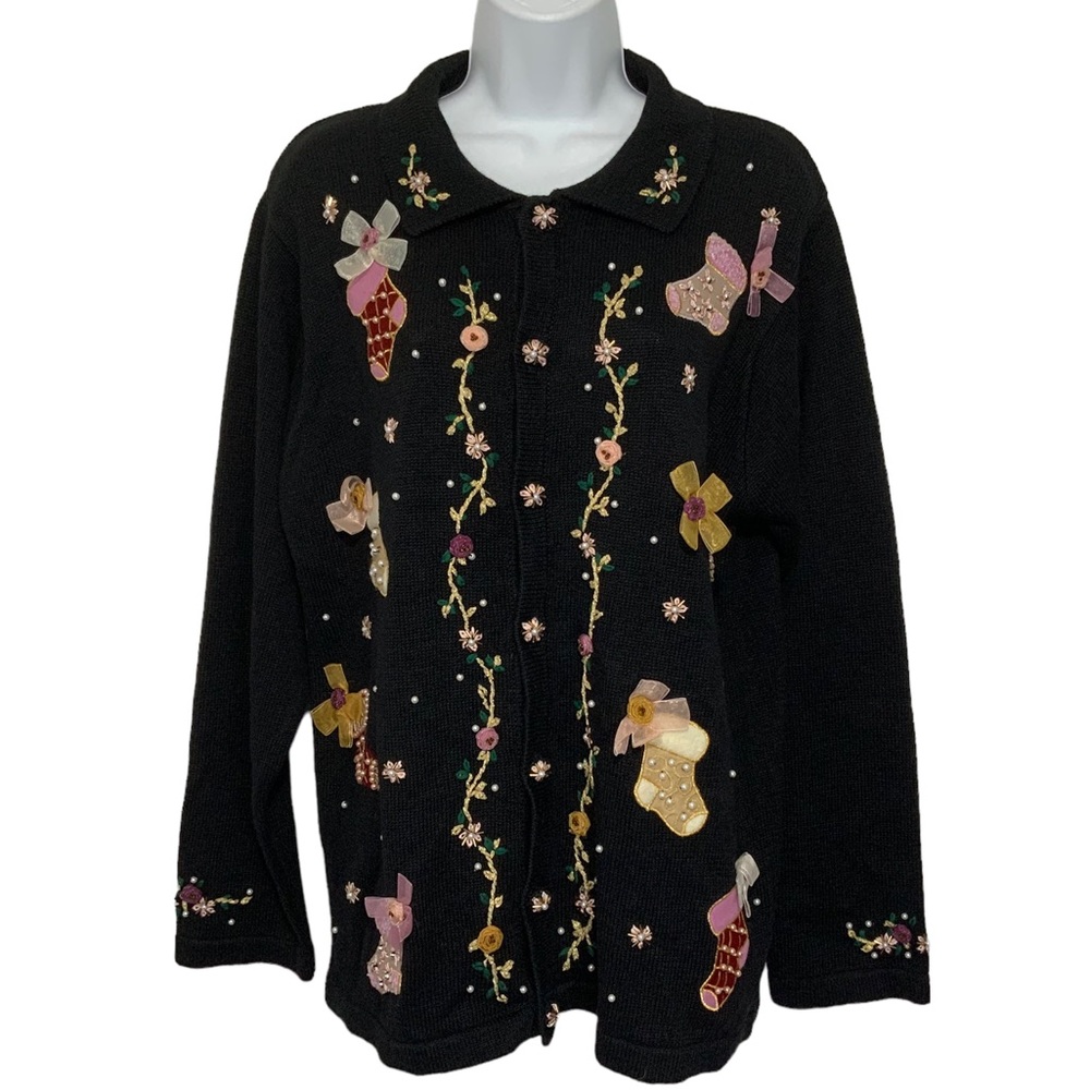 B.P. Design Christmas Sweater Embroidery & Stockings